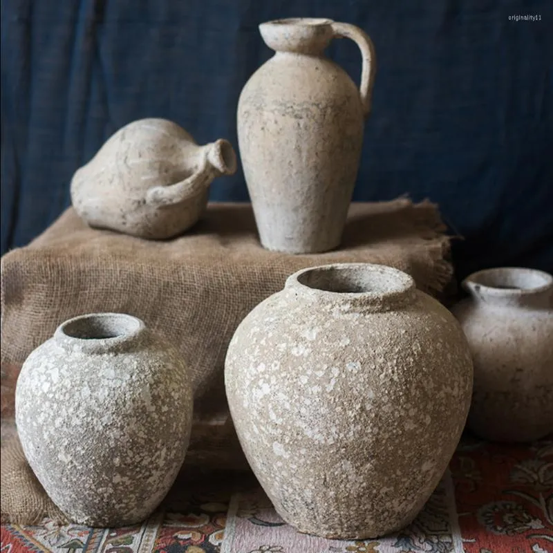 Vases Pot ancien Vase d'art fait à la main Fleur Articles décoratifs Décoration Poterie