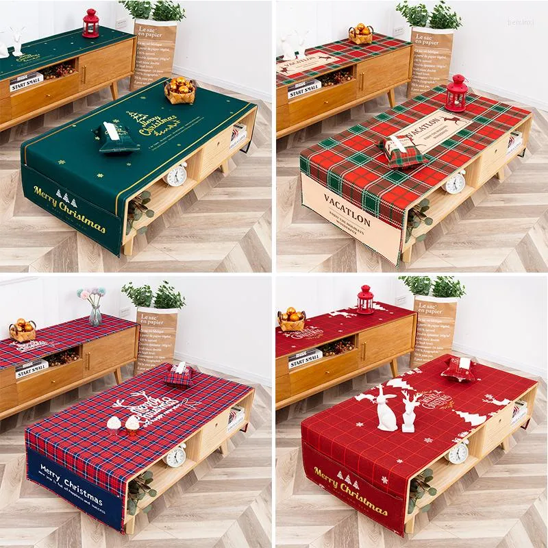 Nappe Style Nordique Rouge Noël Lattic Nappe Couverture Coton Et Tissu Art Tischtuch Nappe Mantel Toalha