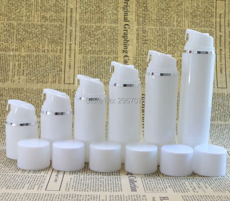 100ml 150ml packing bottles Plastic Airless Pump Bottles Silver Line Maquiagem Liquid Containers Packaging Bottles 100pcs