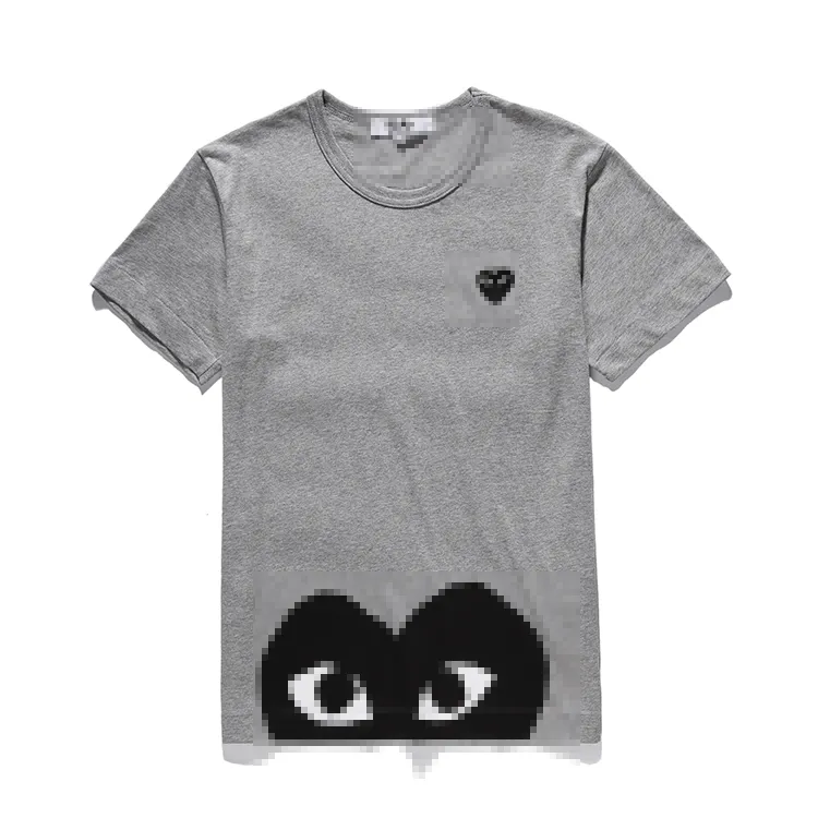 Tasarımcı Tee Erkekler T-Shirts Com Des Garcons Black Heart Kısa Kollu T-Shirt Gri Kadınlar Tee XL