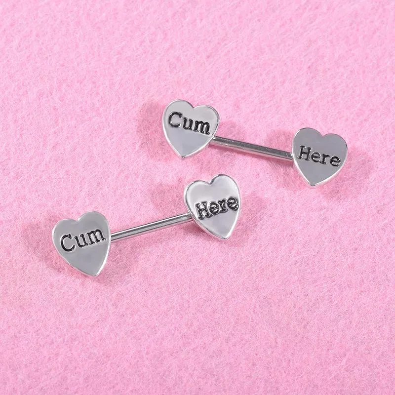 Moda seksi mektup kalp meme ucu yüzüğü paslanmaz çelik dilleri bar gövdesi piercing takı kadınlar için hediye ve kumlu