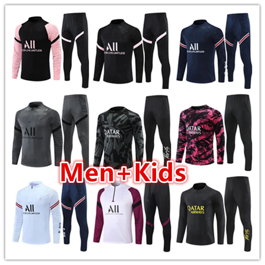 21 22 23 psgS mens and kids soccer tracksuit jersey kit 2022 2023 PSGs men football jerseys training tracksuits jacket set chandal futbol survetement foot