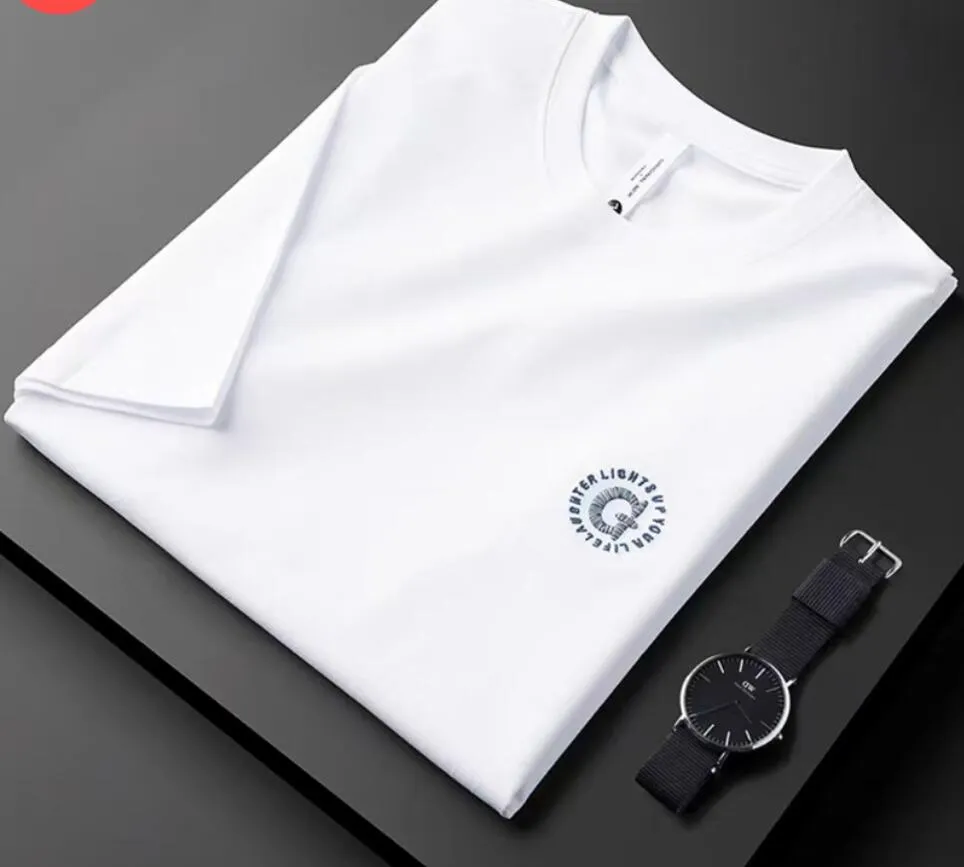 2023 Men's T-Shirts summer thin t-shirt young men light luxury simple slim cotton embroidery short sleeve round neck t-shirt