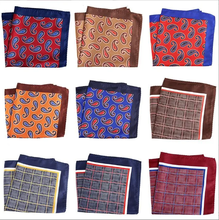 Dress Chest Towel Men's Handkerchief Pocket Towel Printed Cashew Plaid Suit Small Square Towel Boutique Wedding Party Men Kerchief Handkercher Hankies BC426-2