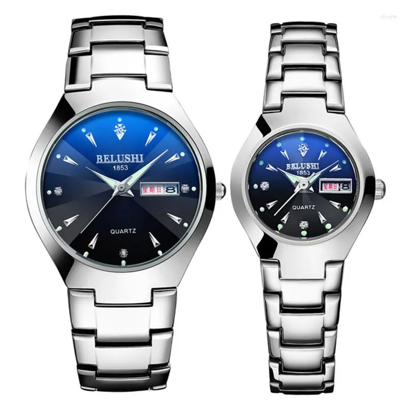 Wristwatches Couple Watches Top Quality Stainless Steel Black Wrist Watch For Men And Women Bracelet Female Reloj Hombre Lover Saat