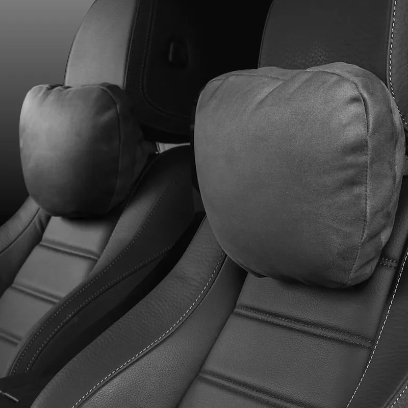 Suede Car Headrest Car Pillow Car Driving Seat Waist Support Car A