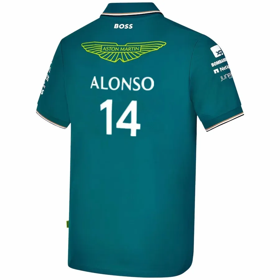 ブランドスポーツカーチームファンTシャツTシャツAston Martin Aramco Cognizant F1 2024公式フェルナンドアロンソポロサイズ