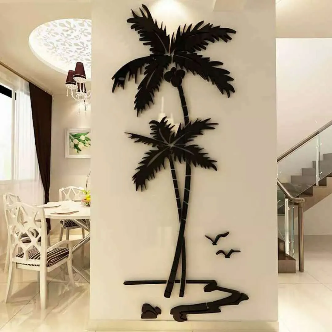 Väggklistermärken Coconut Tree 3D Akryl Väggklistermärken vardagsrum Dekoration Bakgrund 230307