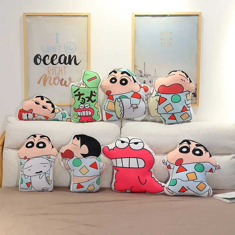 Wax pen small new dinosaur double-sided printed throw pillow cartoon anime peripheral plush toy sofa cushion girl gift