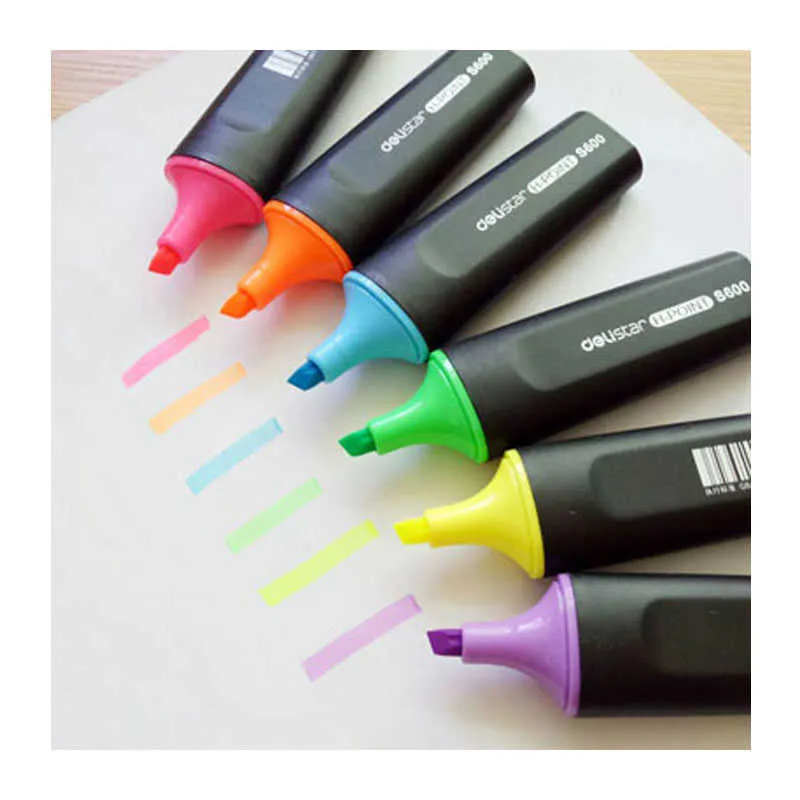 Highlighters S600 Highlighter Waterproof Drawing Pen Art Markers Pen Not Easy Fade Highlighters Fluorescent Bright Color DropShipping J230302