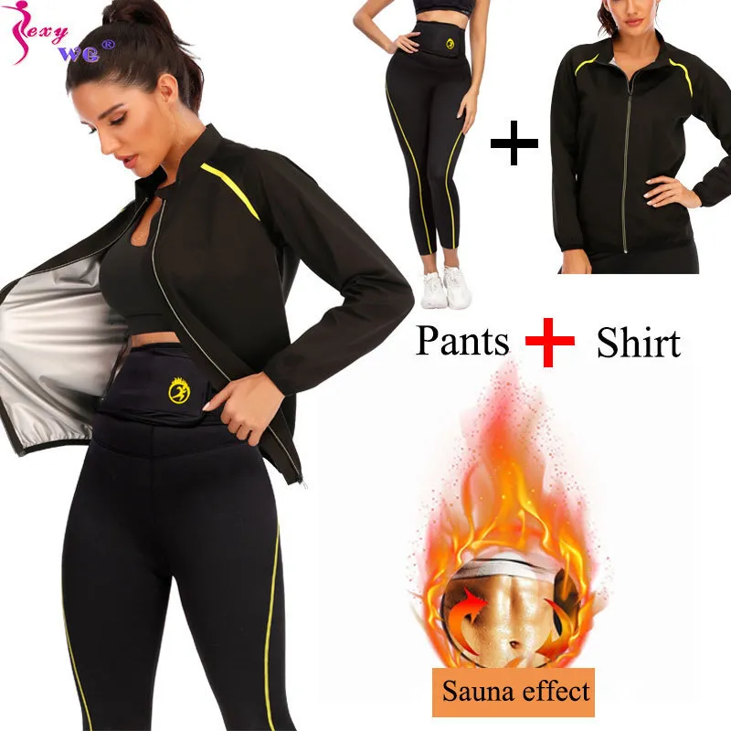 Women's Shapers SEXYWG Women Waist Trainer Sauna Pants Body Shaper Sauna Shirt Neoprene Sauna Sweat Weight Loss Top 230307