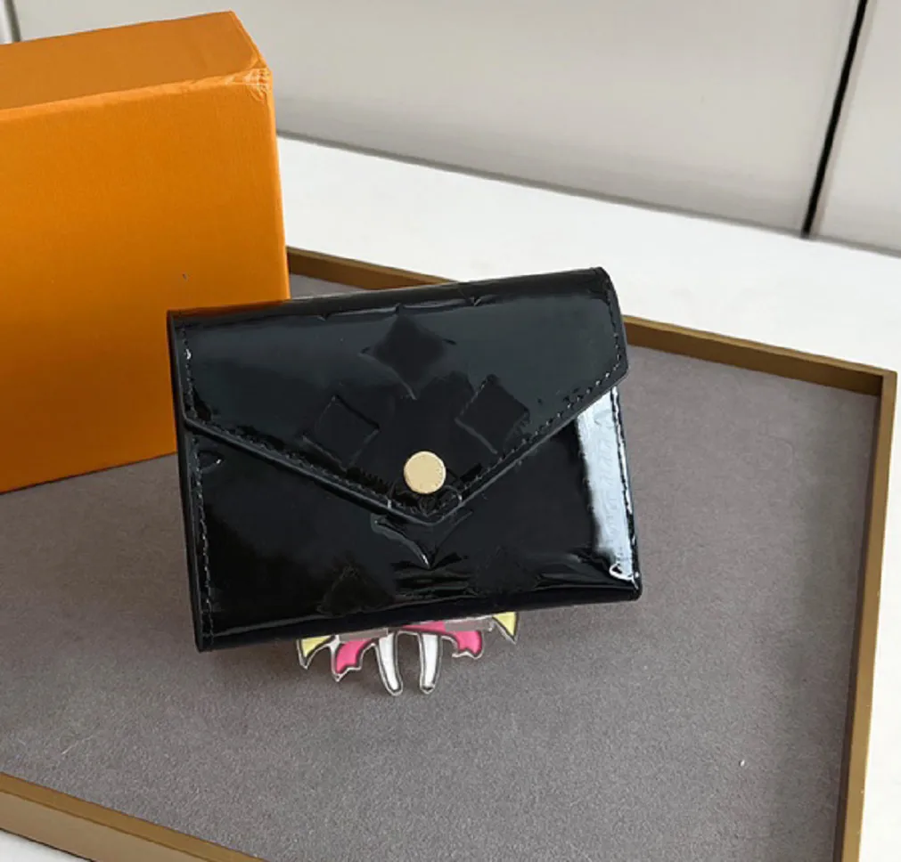 Modedesigner plånböcker lyxiga empreinte purses kvinnor patent läder pengar koppling hög kvalitet blommebrev korta damer mynt korthållare original låda dammväska