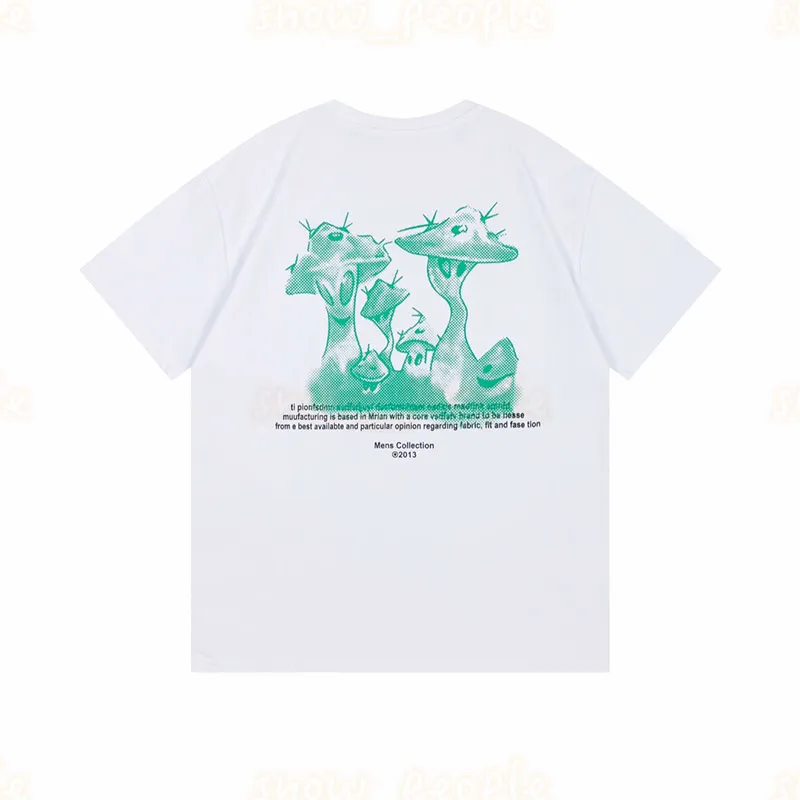 Mans Casual T Shirt Designer Summer Cute Green Mushroom Print Tees Lovers Street Clothes Size S-XL