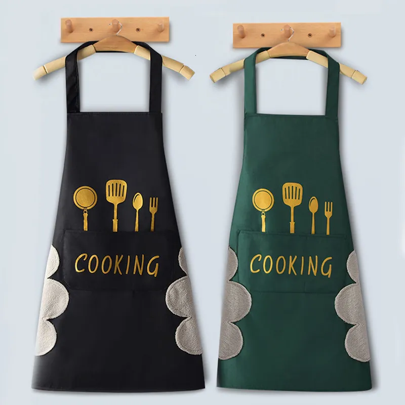 Aprons Hand wiping kitchen Household Cooking Men Women Oil proof Waterproof Adult Waist Fashion Coffee Overalls Wipe Hand 230307