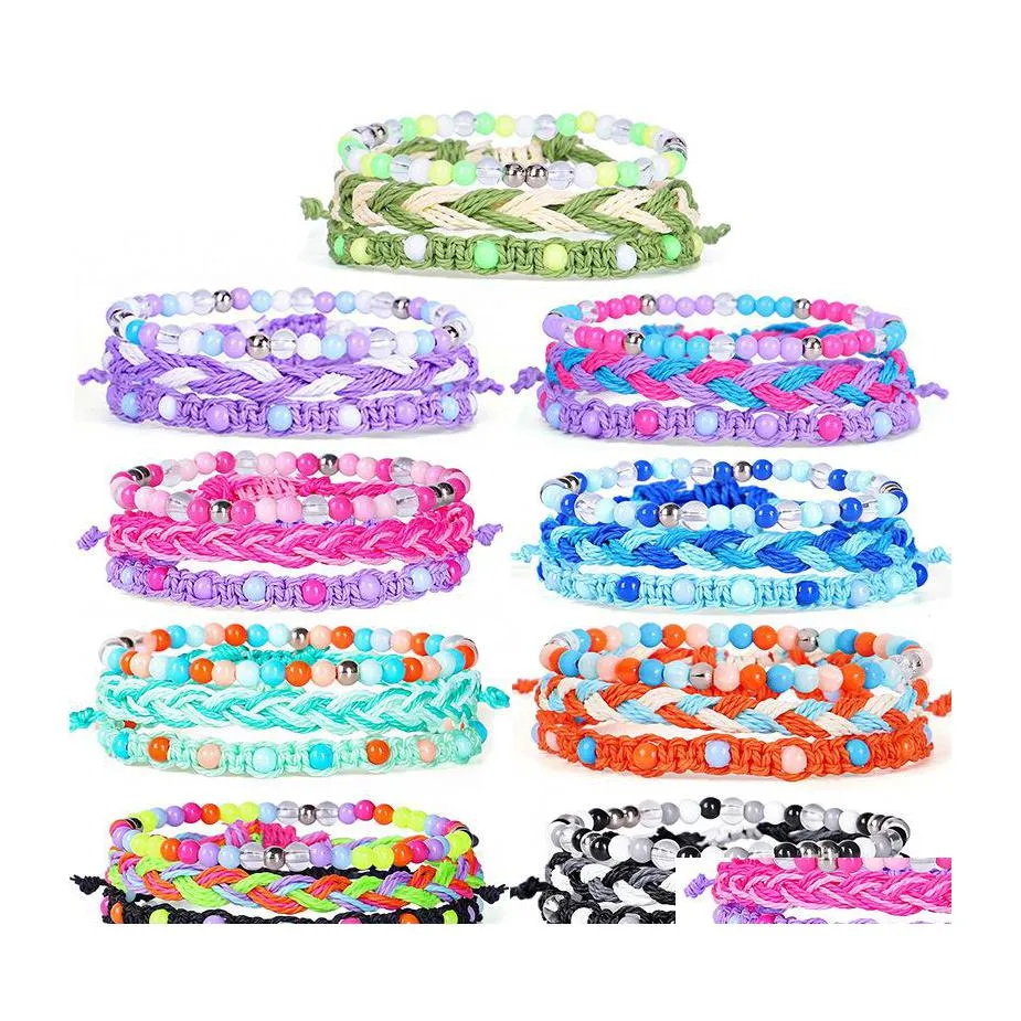 Chaîne à maillons tissé à la main, bracelet d'été tressé pour femmes et filles, bracelets réglables, bijoux, bracelet de cheville, corde en cuir DH8DF