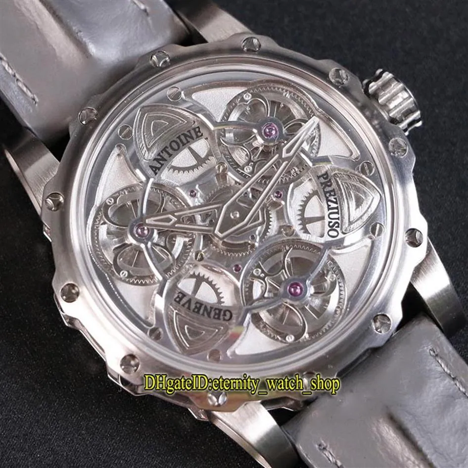 Högkvalitativ antoine Preziuso 3 Tourbillon Design Dial Japan Automatiska mekaniska män Titta på Sapphire 316L Steel Case Sport Watche276i