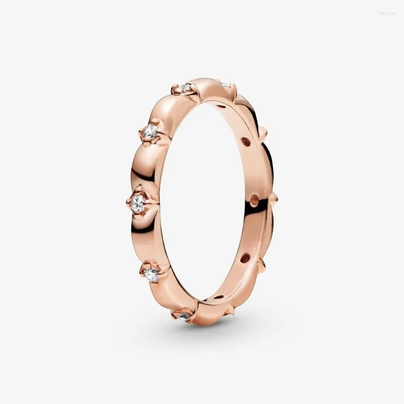 Cluster Rings 2023 Ankomst 925 Sterling Silver Flower Petals Band Ring Fittling Rose Gold for Women Engagement Smycken årsdag