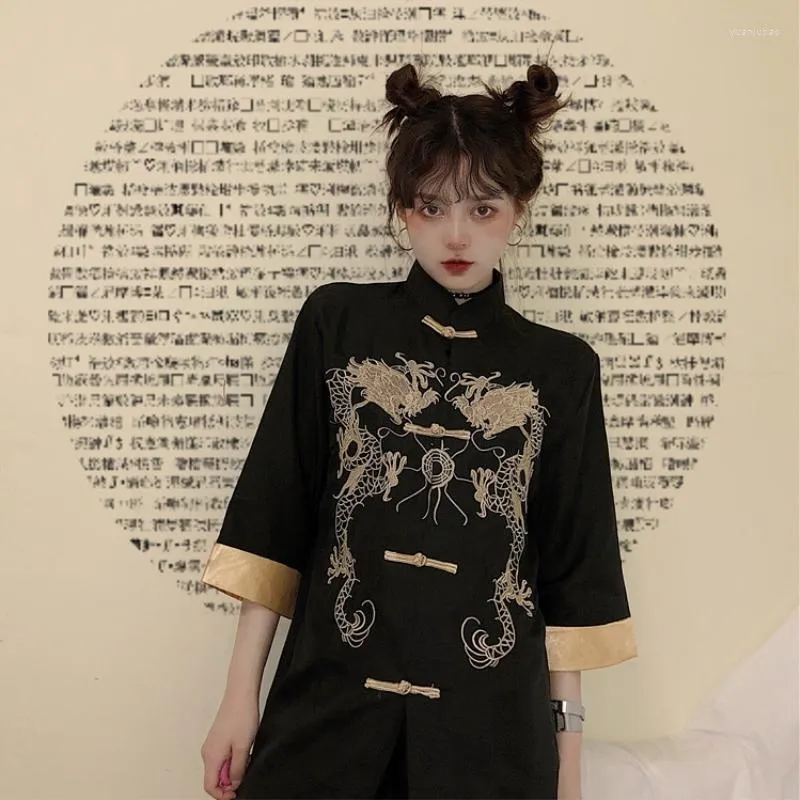 Women's Blouses Summer Chinese Style Womem Shirts Femme Embroidery Lady Vintage Tops