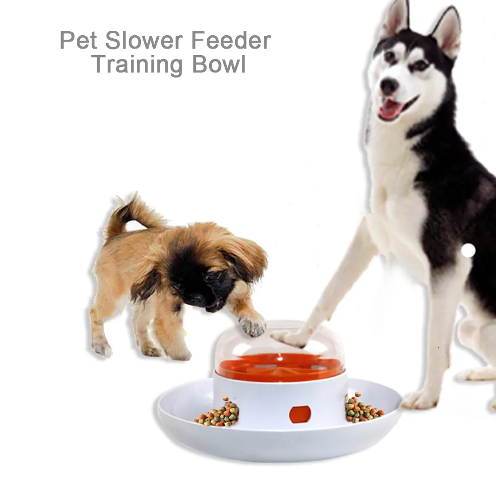 Dog Bowls Feeders Interactive Feeder Roman Design Push and Cat Slow Feeding Food Snack Dispenser Training Big Barmel 230307