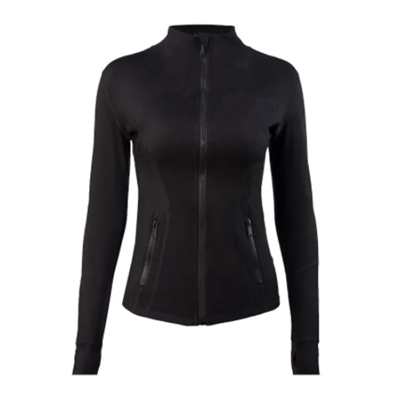 Felpe con giacca da yoga da donna con cerniera Cappotto da palestra a maniche lunghe autunnale Fitness Vita aderente Push-up Allenamento Top sportivi sottili