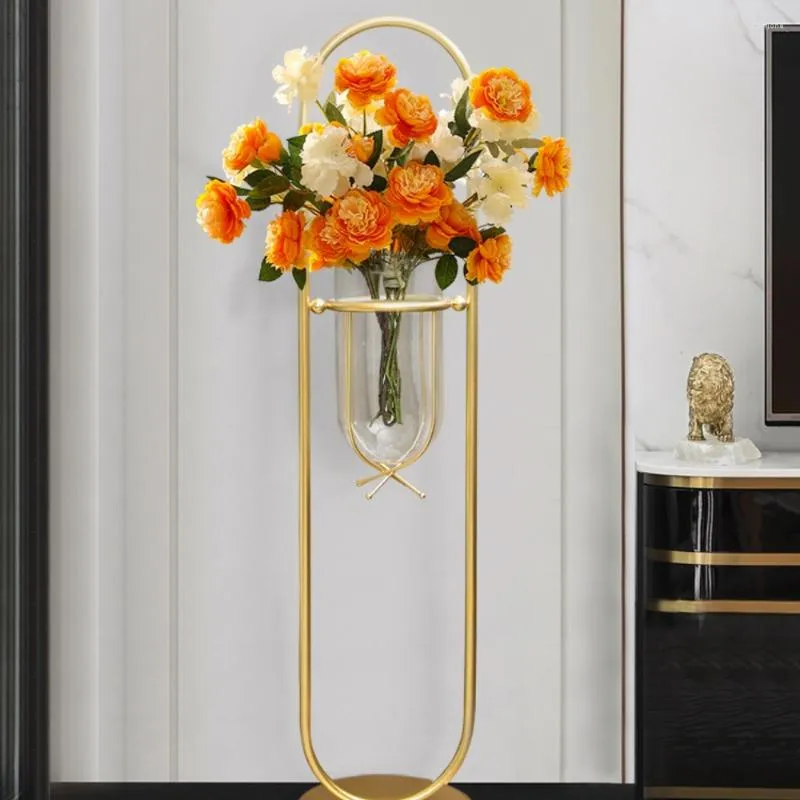 Vasos Light Luxury Flower Stand Indoor Living Living Balcony Arranjo seco Decoração de vaso minimalista moderno