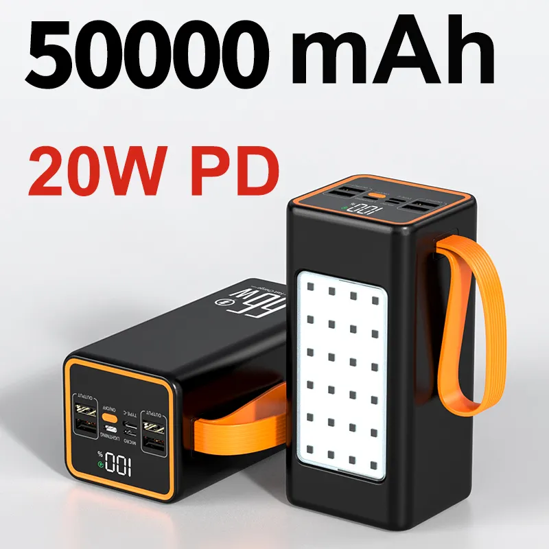 Super Snel Opladen Power Bank Draagbare Telefoon 66w PowerBank LED Verlichting Camping Licht 30000--90000 mAh