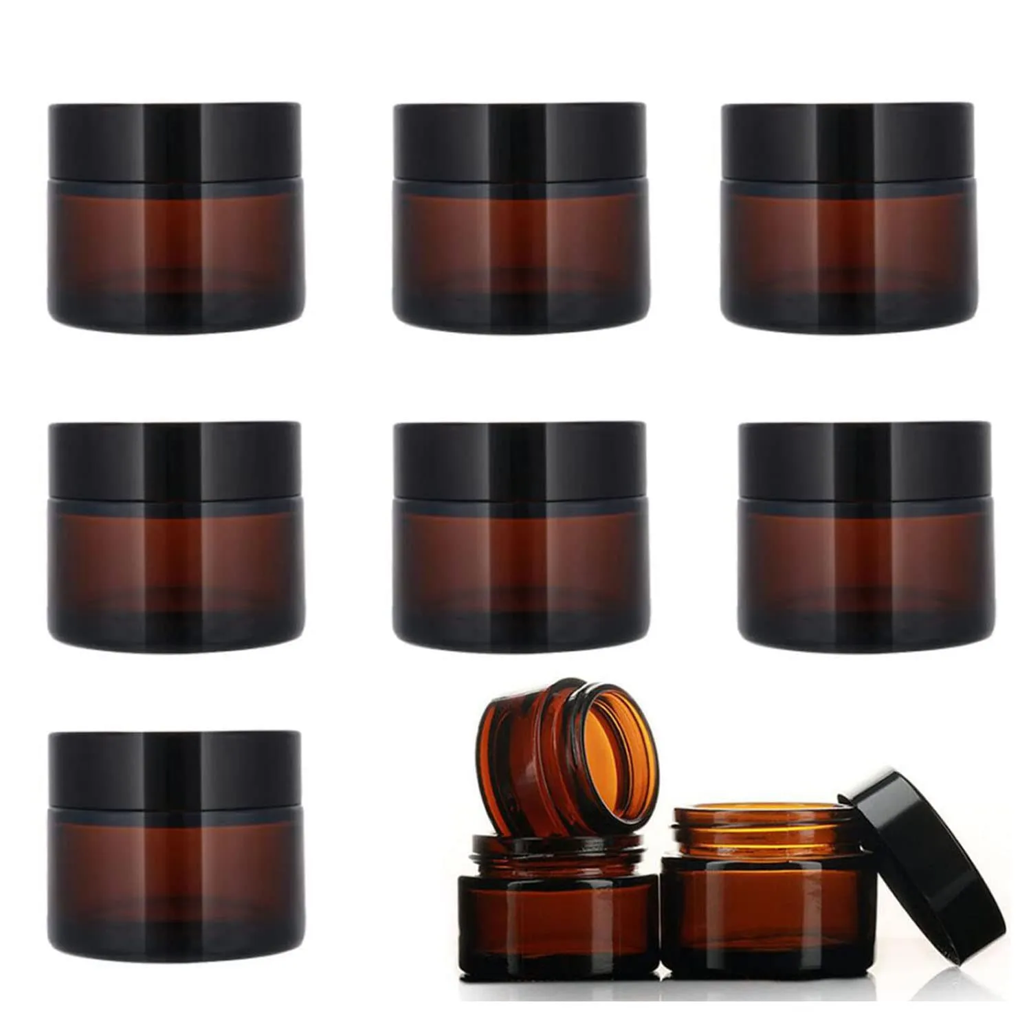 Wholesale Amber Glass Jars With Inner Liners Amber Cosmetic Jars