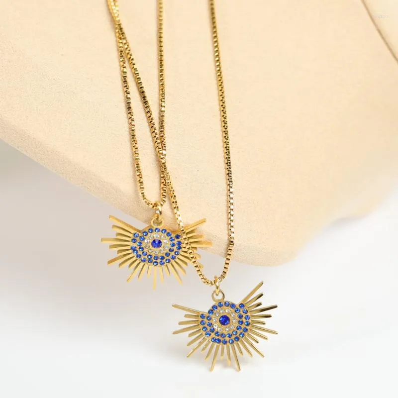 قلادات قلادة Kouch Wholesale Designer Sunshine Eyes Blue Eyes Big Charms Vintage Gold Color Fine Jewelry Classic Collier