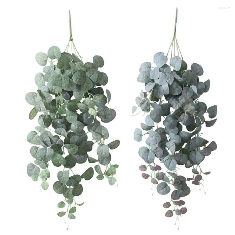 Fleurs décoratives Garland mariage suspendu verterie bouquet en soie eucalyptus artificiel feuilles plantes fausse plante