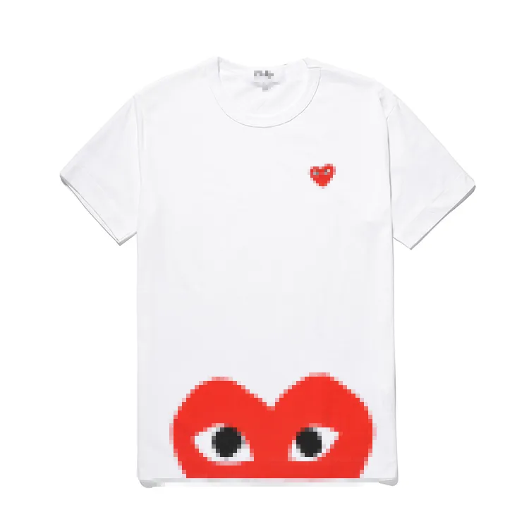 Designerka koszulka męskie com des garcons graj w czerwonym sercu koszulka z krótkim rękawem białą kobietę xl