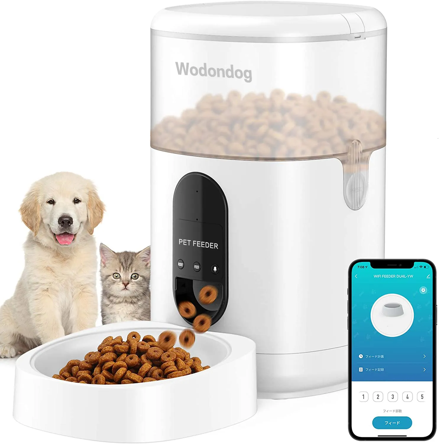 Alimentadores de tigelas de cachorro wifi automático com função do timer e controle remoto do dispensador de alimentação do app 4l para gatos cães pequenos 230307