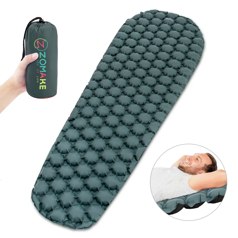 Coussinets d'extérieur Zomake coussin de couchage ultraléger remplissage rapide airbag matelas de camping trekking randonnée gonflable simple 230307