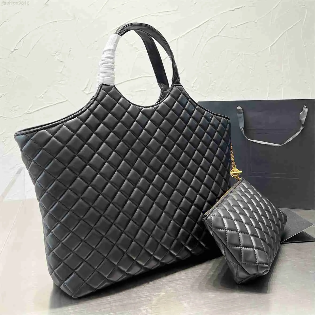Icare Maxi Rose Shopping Bag in Gaby Quilted Lambskinl Large Capacity Lady Casual Tote Bag with Wallet 2023 Tiktok Ins Women Fashion