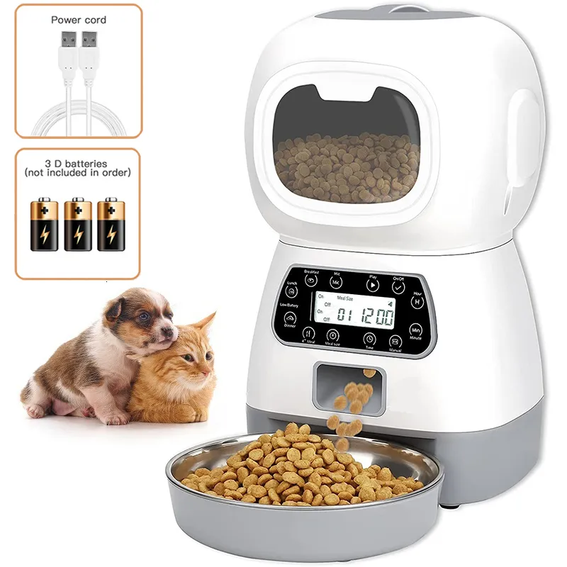 Gamelles pour chiens Mangeoires pour animaux de compagnie 35L Distributeur de nourriture intelligent Wifi pour chats s Bol en acier inoxydable Minuterie Alimentation automatique pour chat Contrôle par application 230307