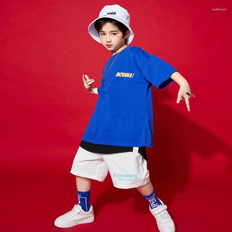 Stage Wear Kids Fashion Ballroom Hip Hop Roupfits Tshirt Dançando Shorts Jazz Costumes Roupas para meninos meninas Rave Clothing