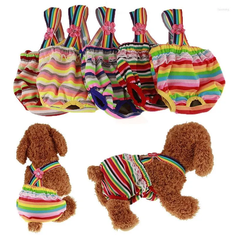 Moda de vestuário para cães listrados colorida calça física macia confortável respirável calcinha de estimação fofa frutas de roupas íntimas