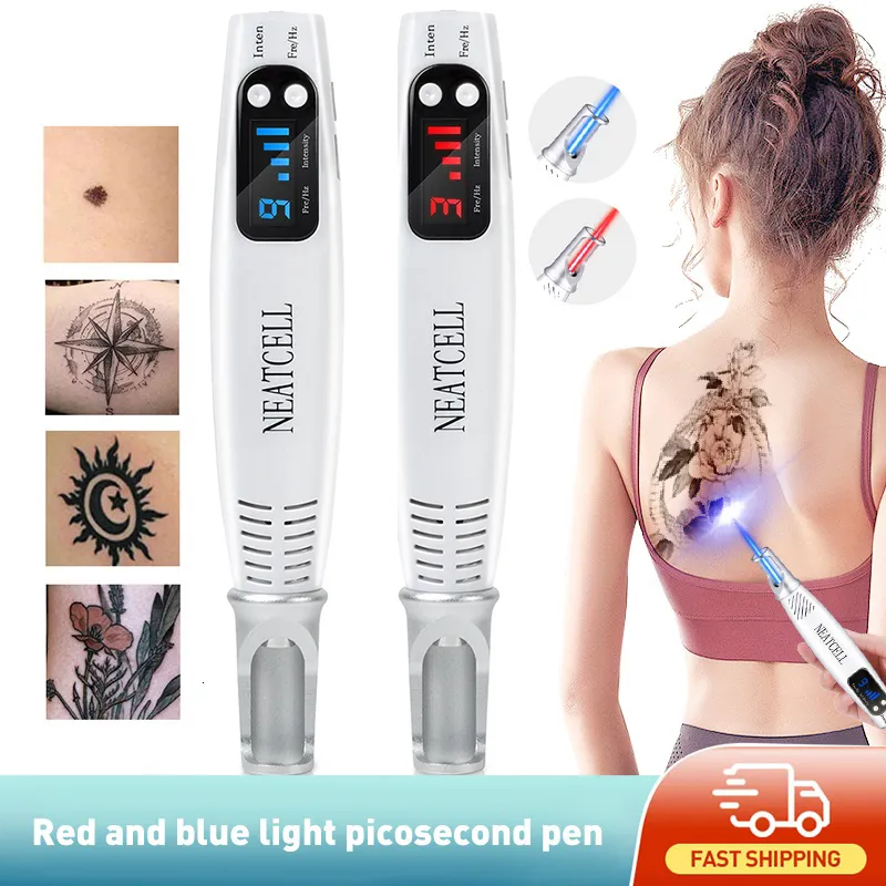 Steamer Professional Laser Picosecond Pen Blue Red Light Therapy Tattoo Remove Freckle Acne Mole Dark Spot Pigment Removal Machine 230307