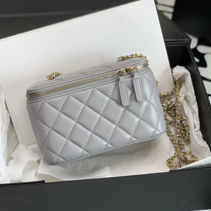 Top10A – Mini sac à cosmétiques de qualité originale, sacs de styliste en cuir véritable 22B 17cm, boîte à perles dorées avec boîte C140