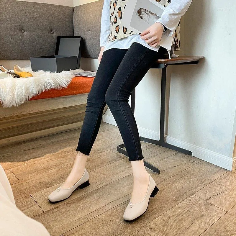 Dress Shoes 2023 Spring And Summer Women's Fashion Solid Color Square Head Girl's High Heels 1979