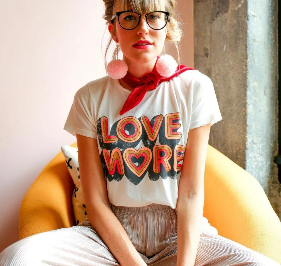 T-shirt pour femme Summer Love More Letters Sweet Style Casual T-shirts blancs Vintage 80S 90s Graphic Cotton Tees Plus Size Ins Fashion Tshirt Women 230306