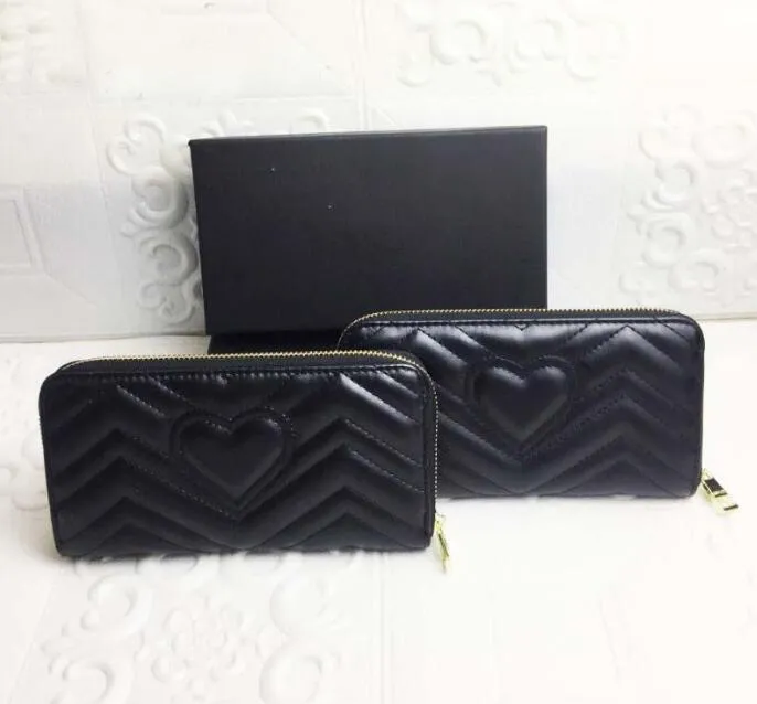 Portefeuille femme noir Zig Zag portefeuilles porte-cartes de crédit en cuir longue fermeture éclair marmont porte-monnaie mode amour pochette portefeuilles 2023