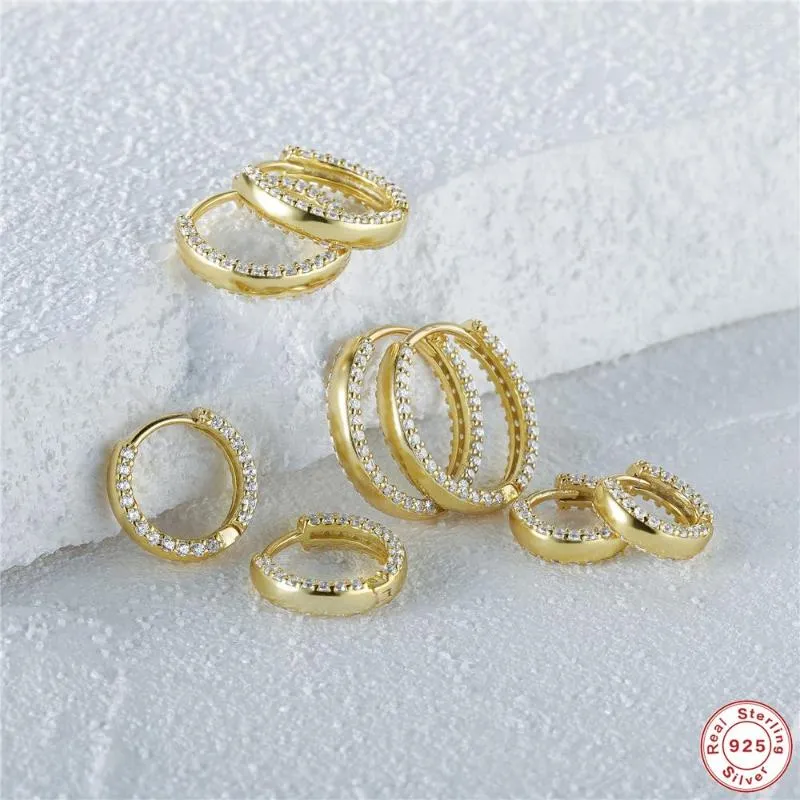 Pendientes de aro CANNER, 2 uds., Plata de Ley 925, circonita pavé de cristal, Zirconia, 6mm, 8mm, 10mm, 12mm, joyería para cartílago Huggies