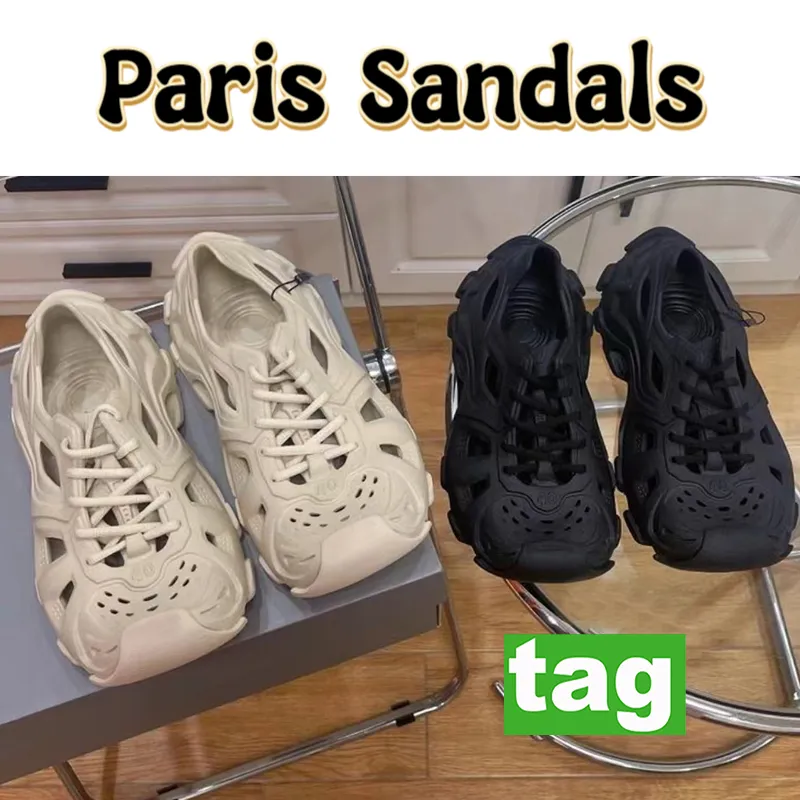 Paris-Sandalen für Herren, HD-Schnür-Sneaker, Luxus-Sandale, Schnür-Sommer-Strandschuhe, Flats, flache Herren-Slipper, Slipper, Schwarz-Beige, Slide-Gummi-Flip-Flops