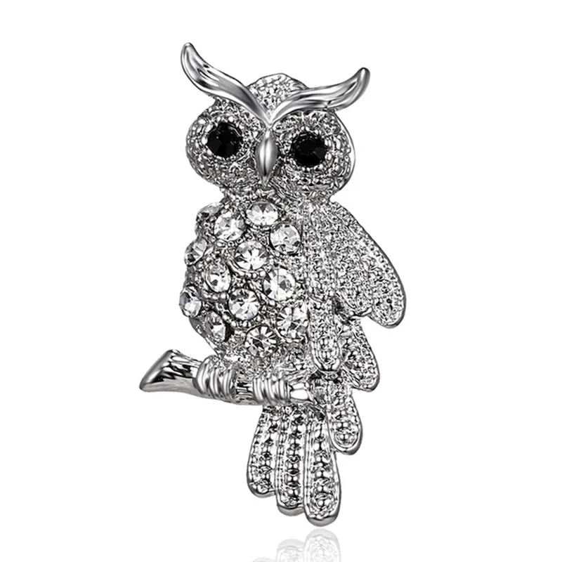 Rinhoo Retro cristal plata Color Animal broches para mujer boda romántica fiesta de diamantes de imitación búho estrella de mar erizo broche Pin