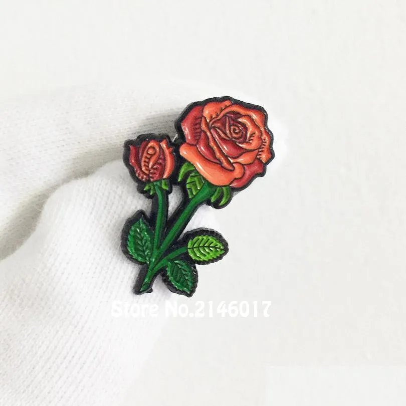 Pinki broszki 10pcs 27 mm wysoki prezent urodzinowy Dostosowany miękki emalia szpilki klapowe czerwona róża odznaka kwiatowa kołnierz broszka
