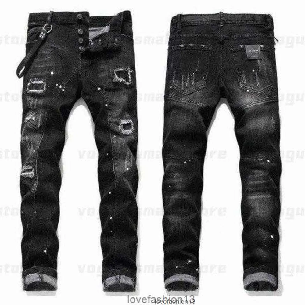 Herren Coole Fallschirmhose Stretch Designer Jeans Distressed Ripped Biker Slim Fit Washed Motorrad Denim Herren Hip Hop Fashion