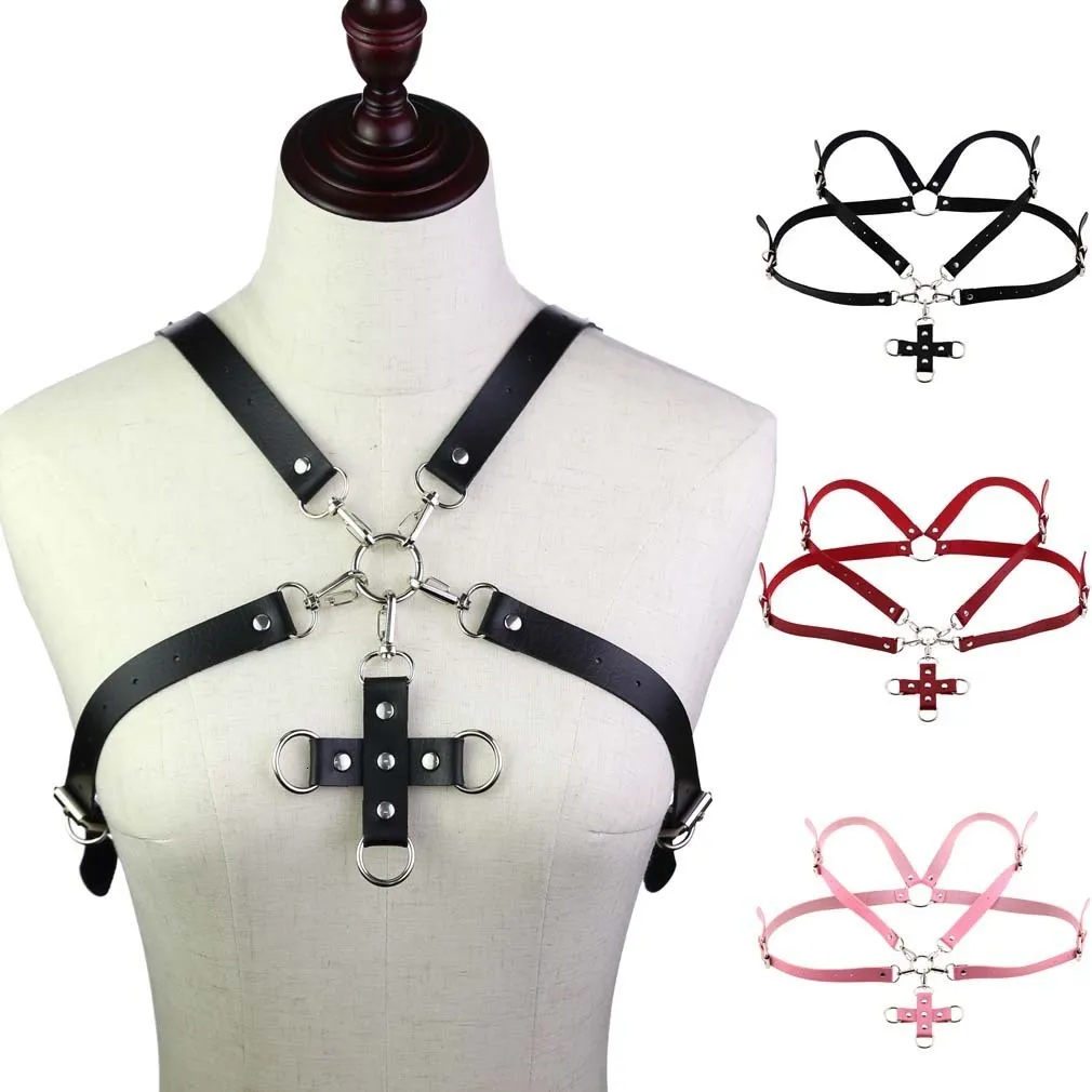 Strapse Sexy Strumpfbänder Kunstleder Body Bondage Cage Sculpting Cross Sling Strumpfhosen Shaping Taillengürtel Brustgurt Strapse 230307