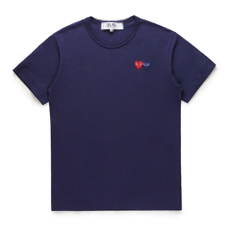 Designer Tee Homens Camisetas Jogar Com des Garcons Camuflagem Corações Duplos Camiseta Tamanho Médio Azul Novo