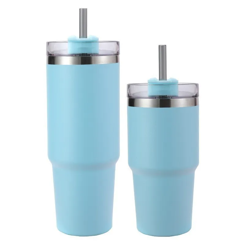 30oz Mugs Ice Cup Car Portable Double Isolated 304 Rostfritt stål Straw Tumbler Thermo Bottle For Water and Coffee