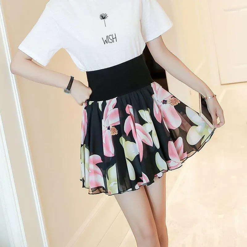 Skirts Summer Mini Sexy Women Floral Print Skirt High Waist Umbrella Female Stretch Chiffon With Y2k Short